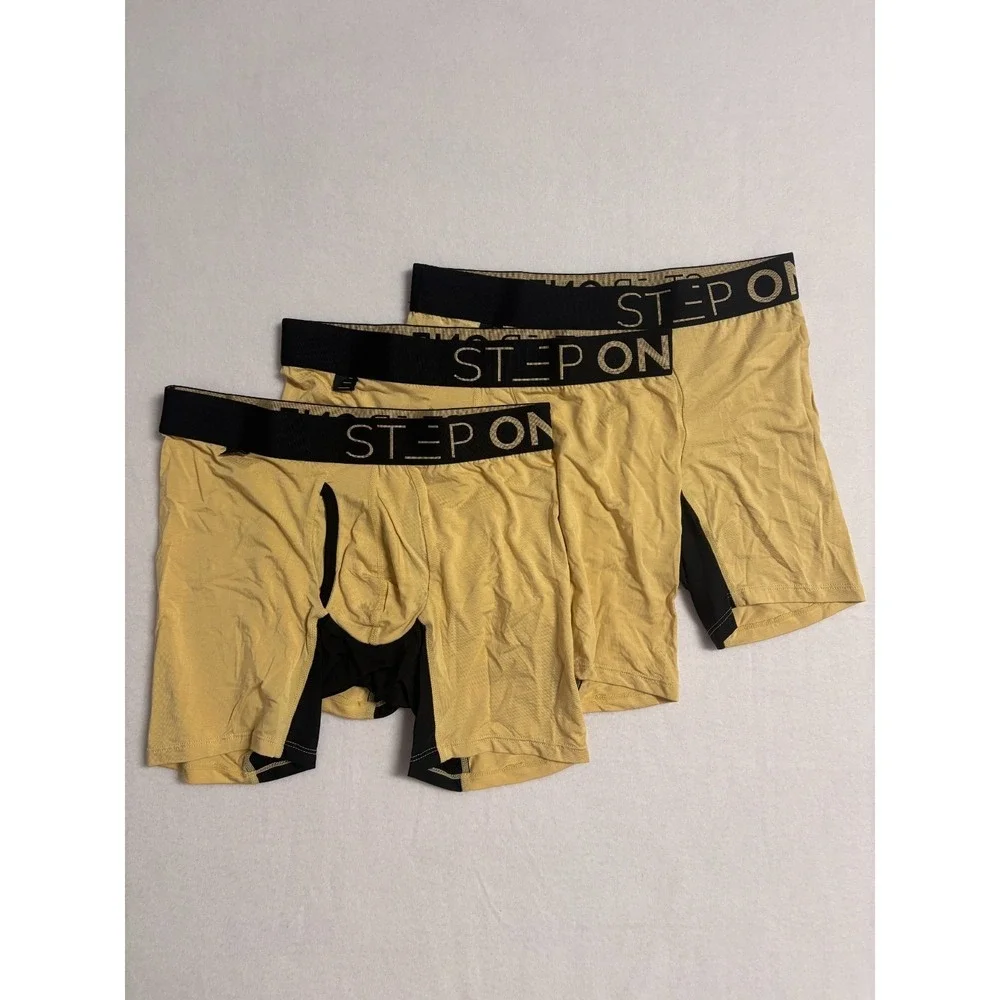 NWOT Step One Mens M Boxer Briefs Yellow Bamboo Anti-Chafe 3 Pack 2213L M-Boxer